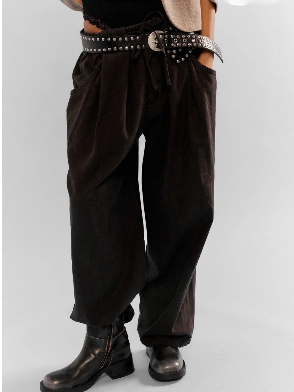 Free People Wide Leg Pants in Black